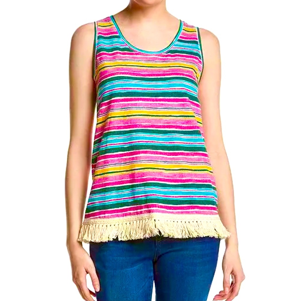 Ruff Hewn Vintage Look Sleeveless Top with Trim